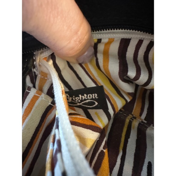 Vintage‎ Brighton Straw Leather Heart Charm Shoulder Bag Women's Tan Black - Picture 6 of 13